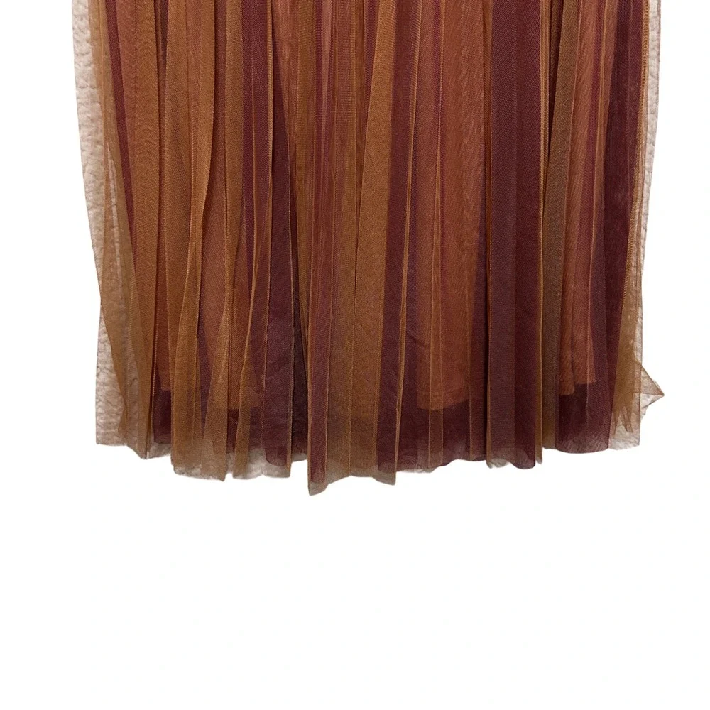 Hem And Thread Women Whimsy Fairy‎ Skirt M Brown Burgundy Tulle Pleated Romantic